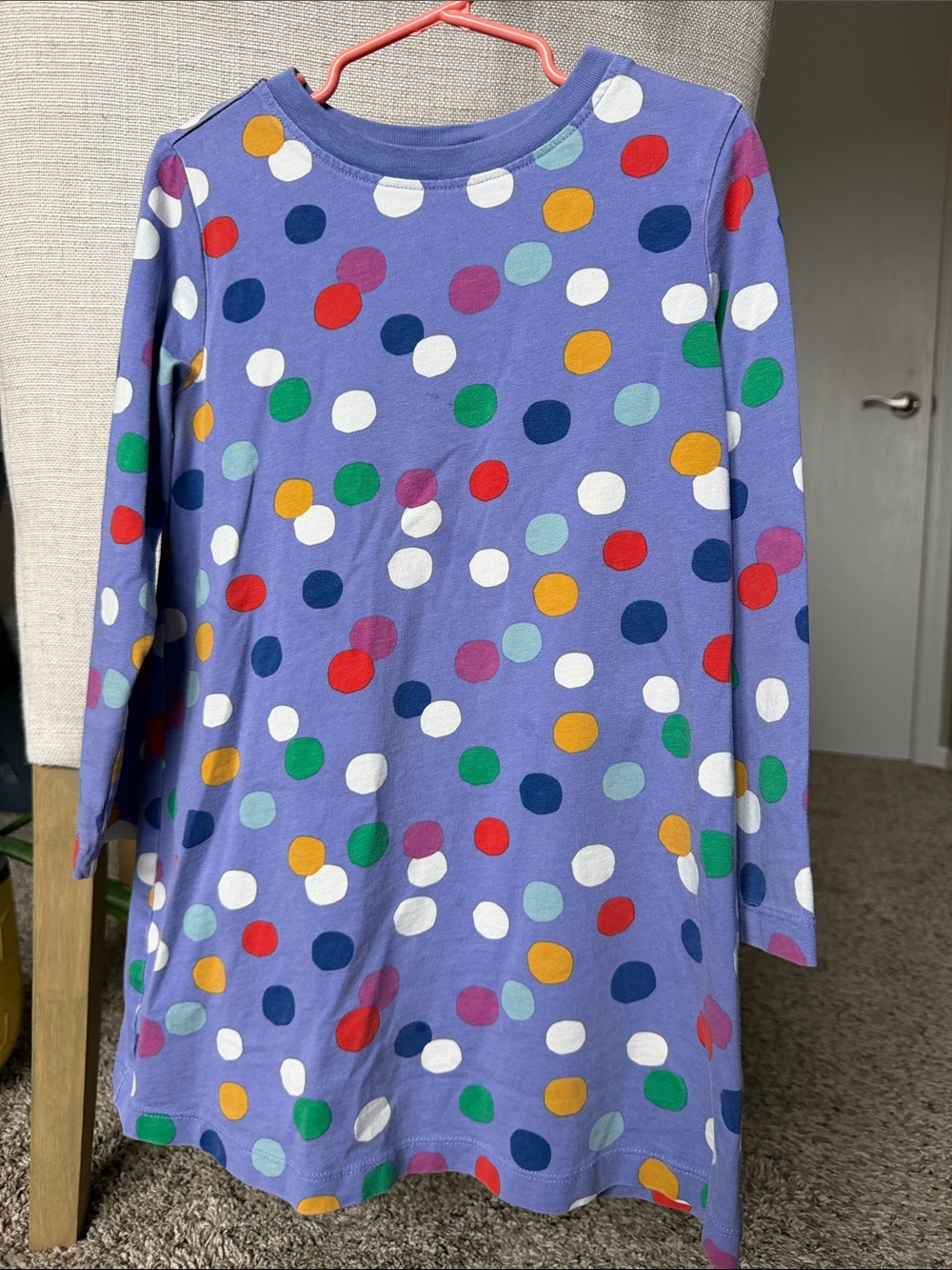 Hanna Andersson Lavender Long-Sleeve Dress with Multicolor Polka Dots
